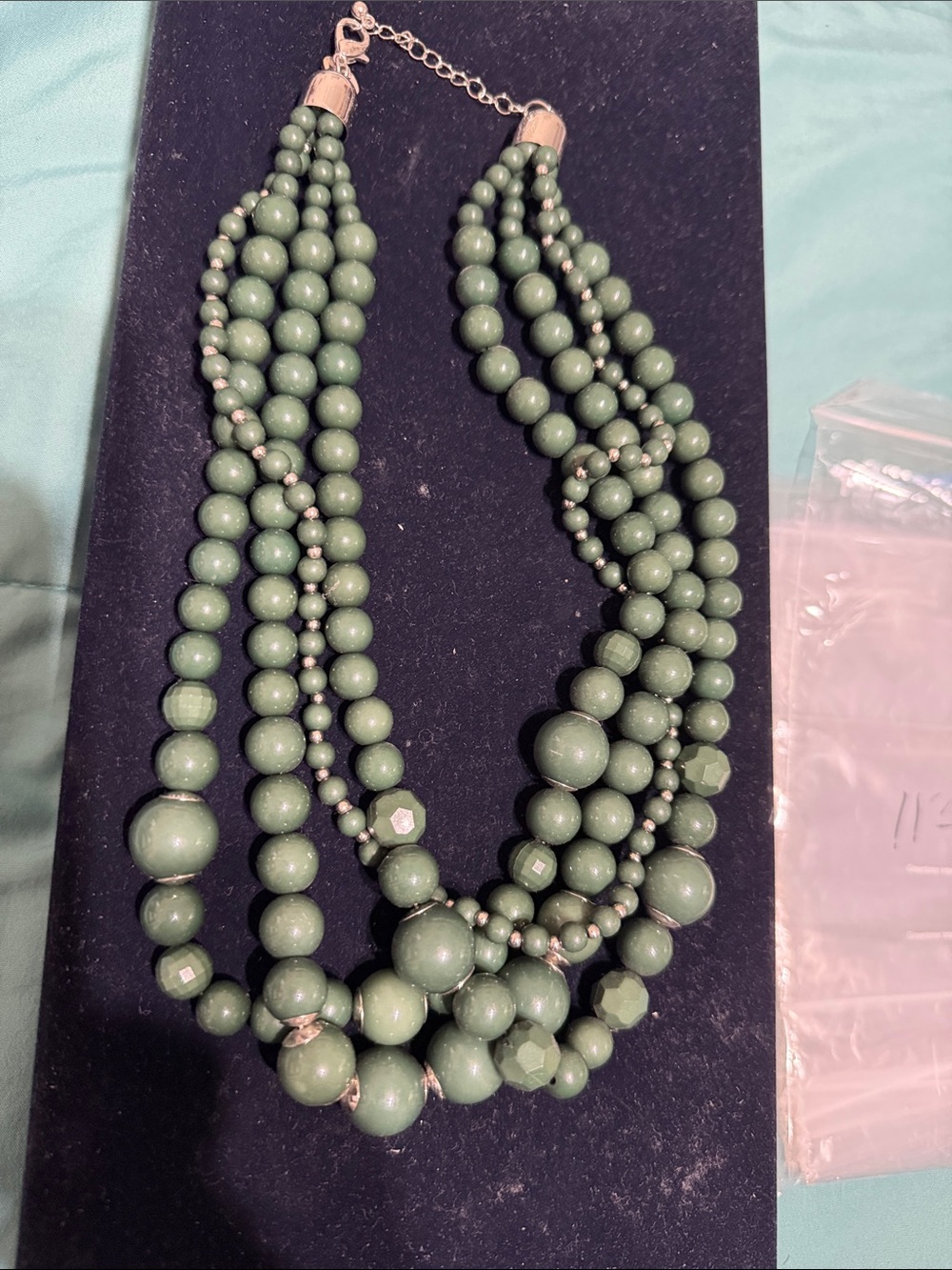 Green Multi-Strand Beaded Necklace - Women Jewelry